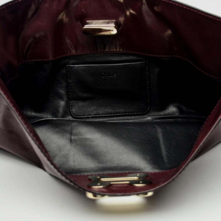 Pre Owned Chloe Leather Burgundy Clutch