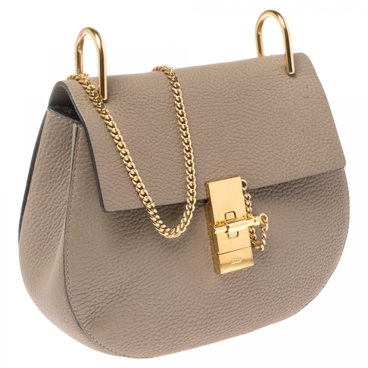 Pre Owned Chloe Beige Leather Small Drew Shoulder Bag