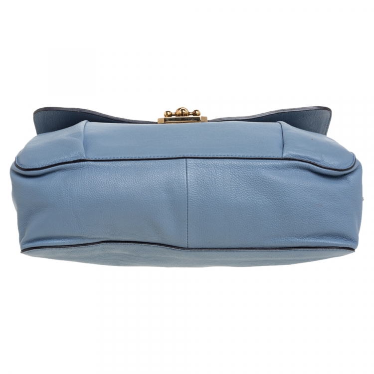 Pre Owned Chloe Blue Leather Large Elsie Shoulder Bag