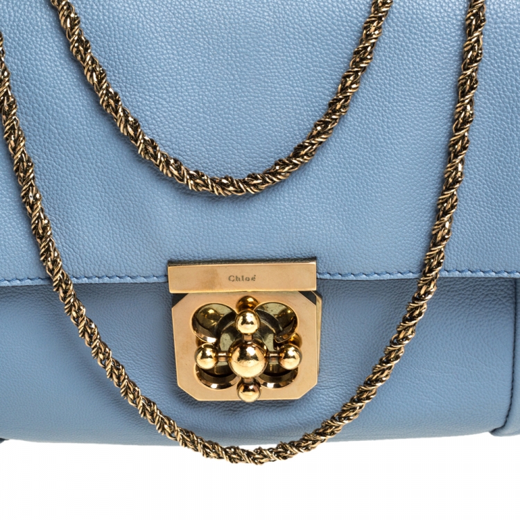 Pre Owned Chloe Blue Leather Large Elsie Shoulder Bag