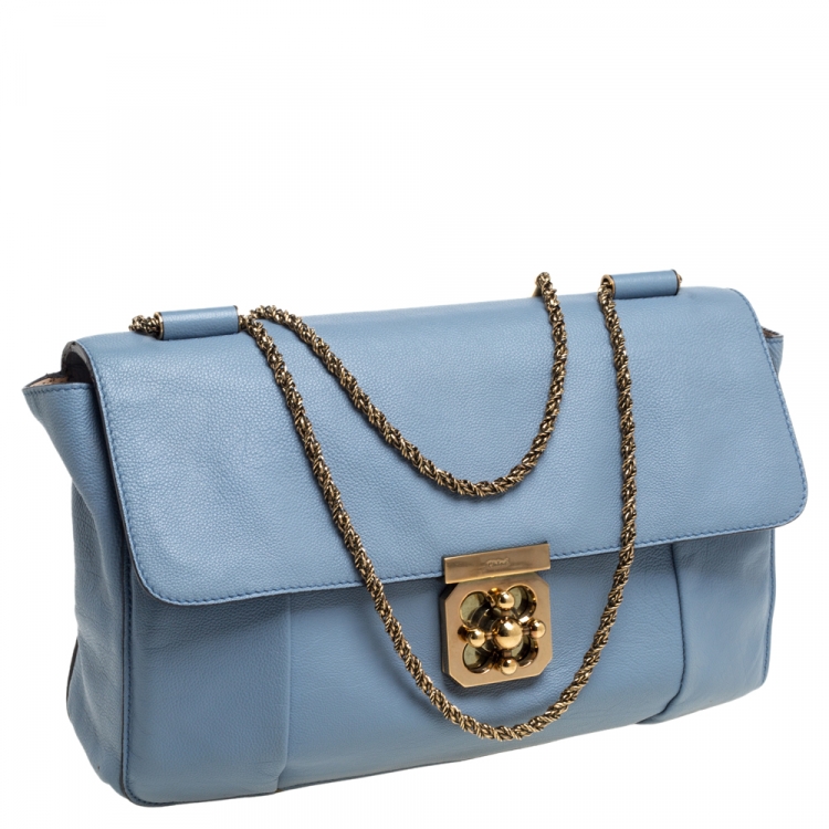 Pre Owned Chloe Blue Leather Large Elsie Shoulder Bag