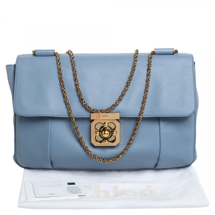 Pre Owned Chloe Blue Leather Large Elsie Shoulder Bag