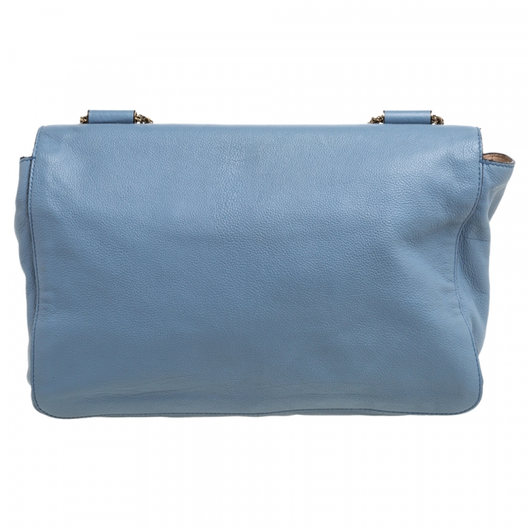 Pre Owned Chloe Blue Leather Large Elsie Shoulder Bag