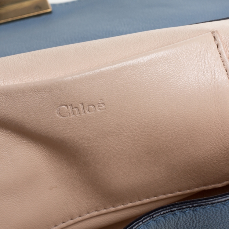 Pre Owned Chloe Blue Leather Large Elsie Shoulder Bag