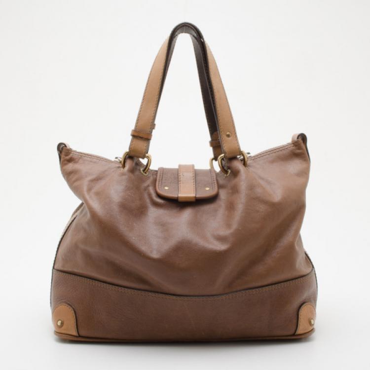 Pre Owned Chloe Brown Leather Kerala Large Tote