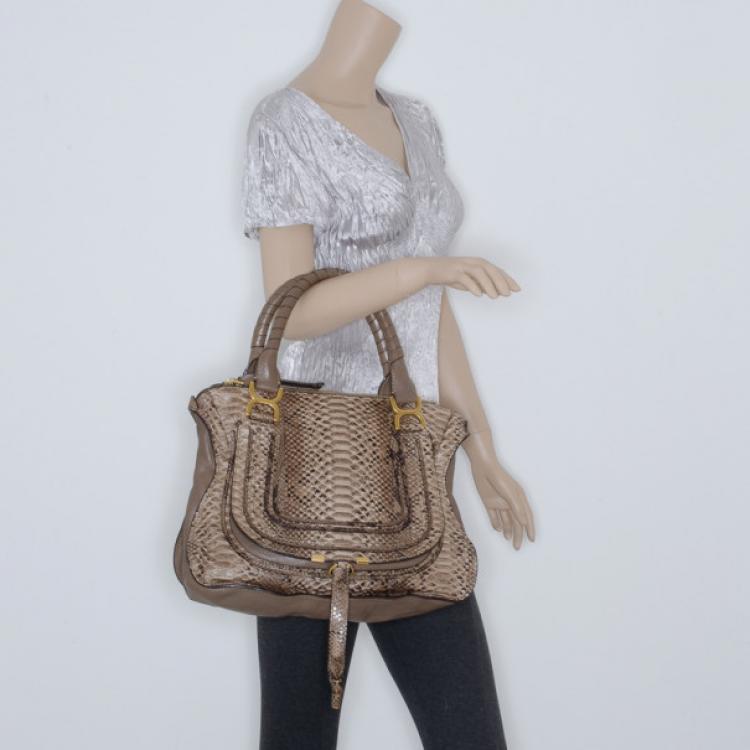 Pre Owned Chloe Grey Python Marcie Handbag