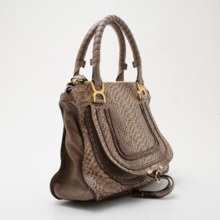 Pre Owned Chloe Grey Python Marcie Handbag