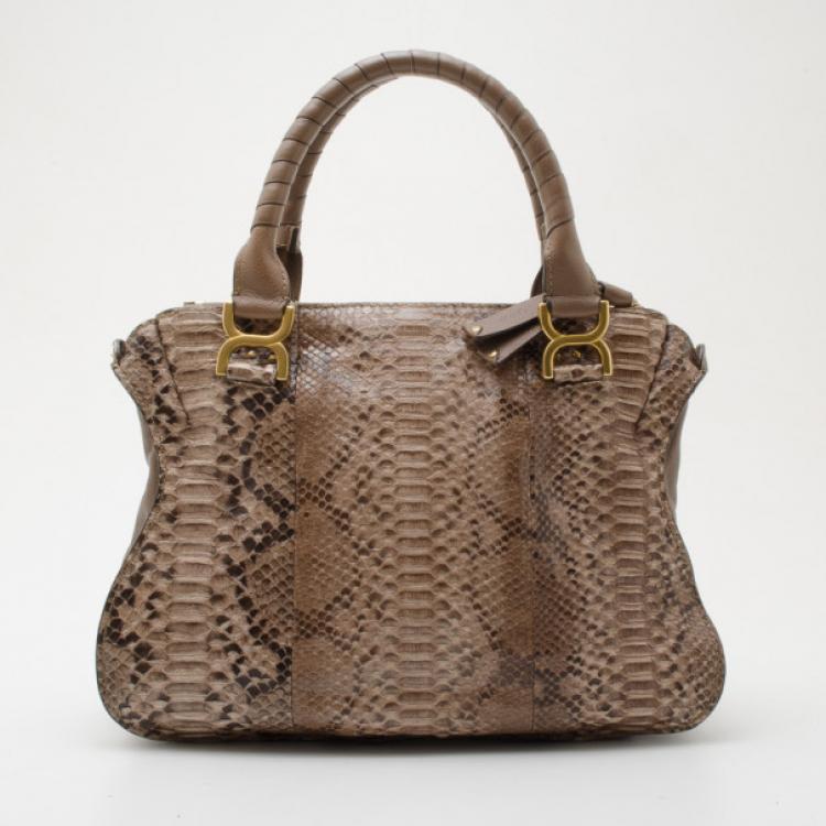 Pre Owned Chloe Grey Python Marcie Handbag