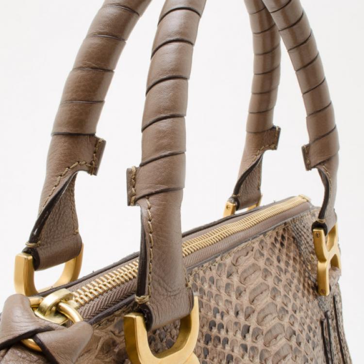 Pre Owned Chloe Grey Python Marcie Handbag