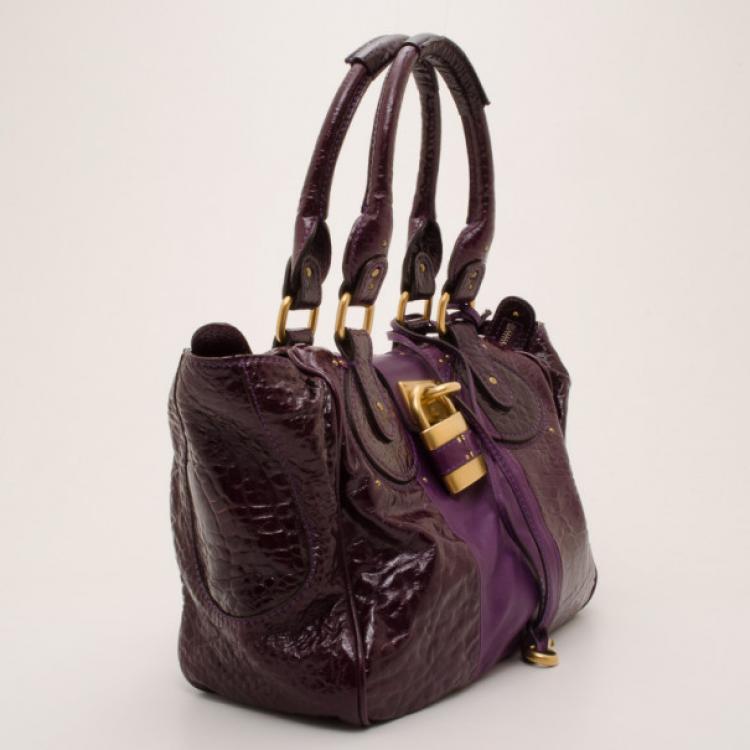 Pre Owned Chloe Purple Padlock Tote 