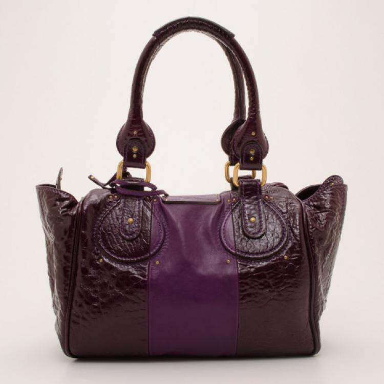 Pre Owned Chloe Purple Padlock Tote 