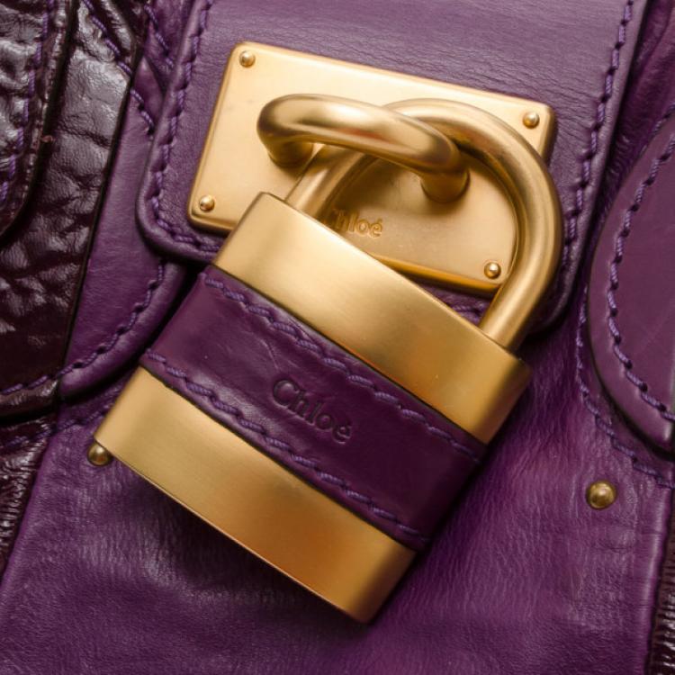 Pre Owned Chloe Purple Padlock Tote 