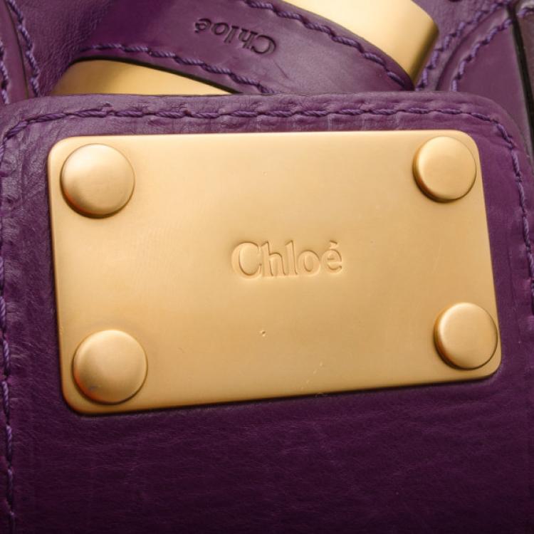 Pre Owned Chloe Purple Padlock Tote 