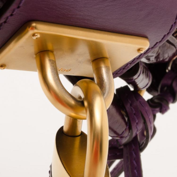 Pre Owned Chloe Purple Padlock Tote 