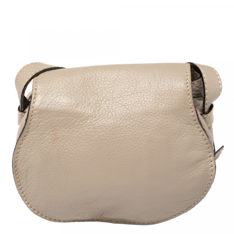 Pre Owned Chloe Taupe Leather Mini Marcie Crossbody Bag