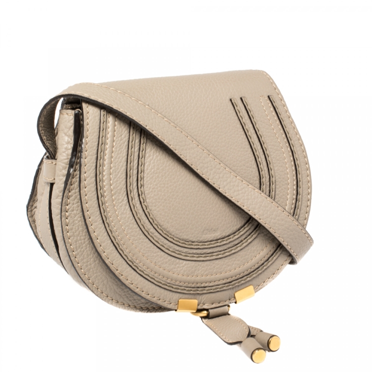 Pre Owned Chloe Taupe Leather Mini Marcie Crossbody Bag