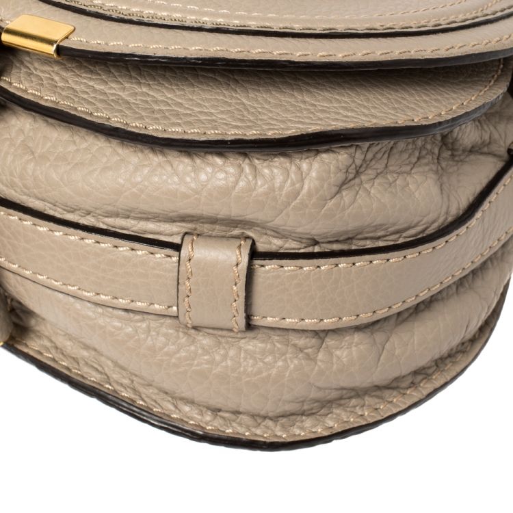 Pre Owned Chloe Taupe Leather Mini Marcie Crossbody Bag