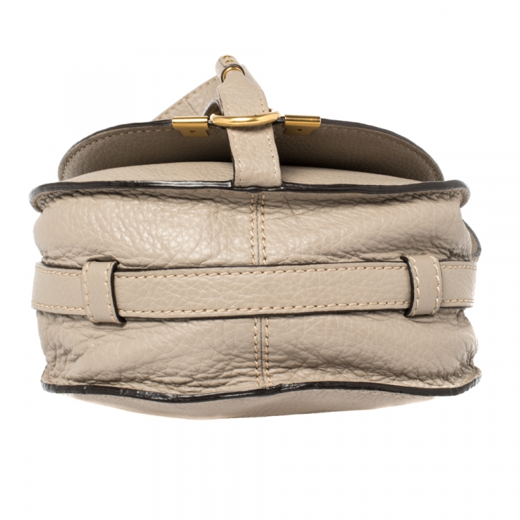 Pre Owned Chloe Taupe Leather Mini Marcie Crossbody Bag