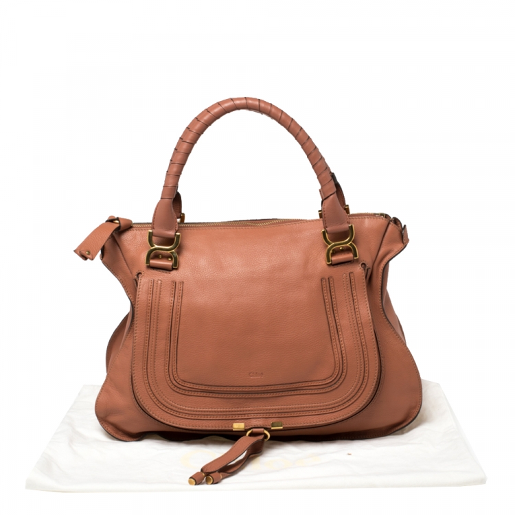Pre Owned Chloe Peach Leather Large Marcie Satchel