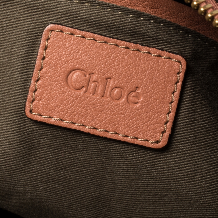 Pre Owned Chloe Peach Leather Large Marcie Satchel