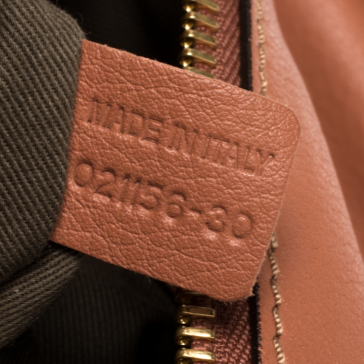 Pre Owned Chloe Peach Leather Large Marcie Satchel