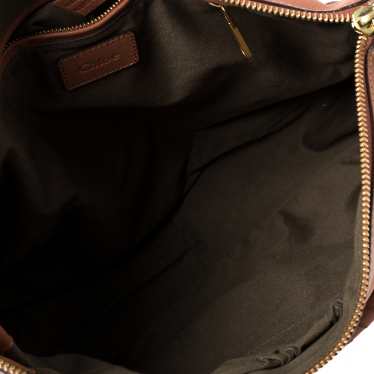 Pre Owned Chloe Peach Leather Large Marcie Satchel
