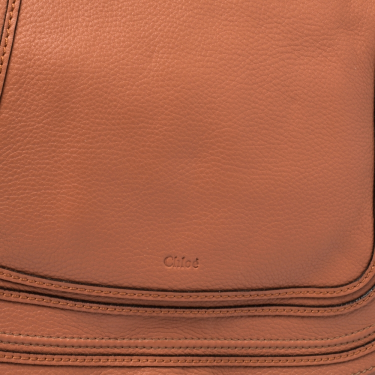 Pre Owned Chloe Peach Leather Large Marcie Satchel