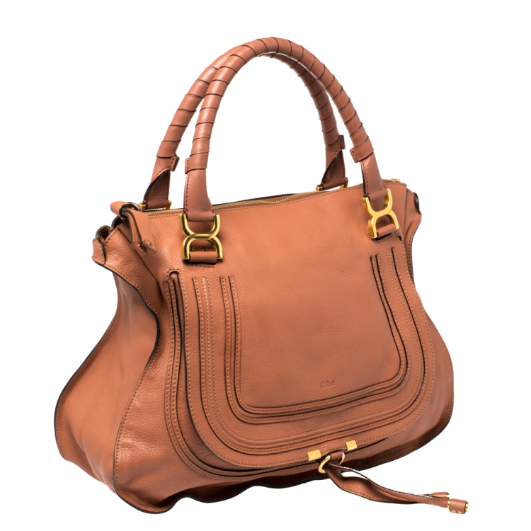 Pre Owned Chloe Peach Leather Large Marcie Satchel