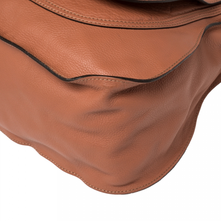 Pre Owned Chloe Peach Leather Large Marcie Satchel