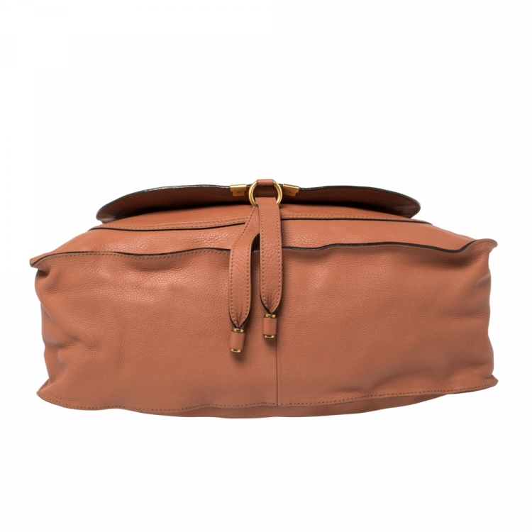 Pre Owned Chloe Peach Leather Large Marcie Satchel