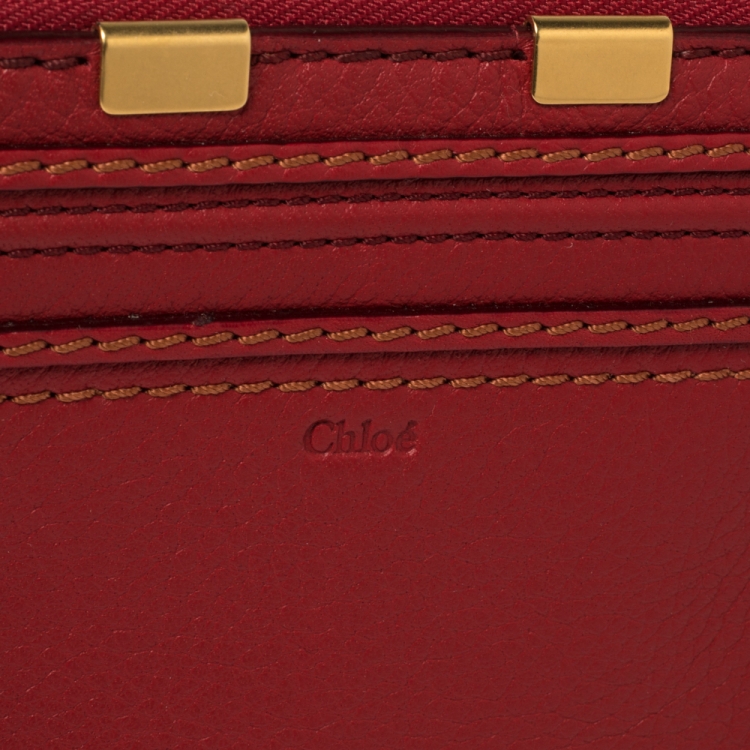 Pre Owned Chloe Red Leather Marcie Zip Around Continental Wallet