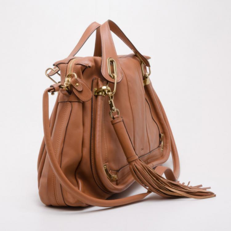 Pre Owned Chloe Tan Leather Paraty Limited Edition