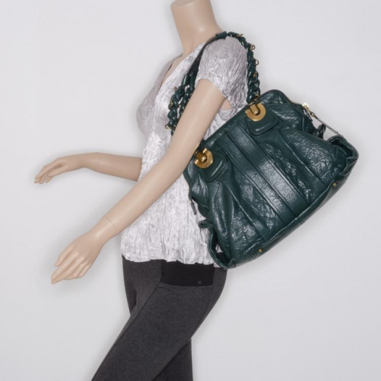 Pre Owned Chloe Forest Green Large Heloise Tote