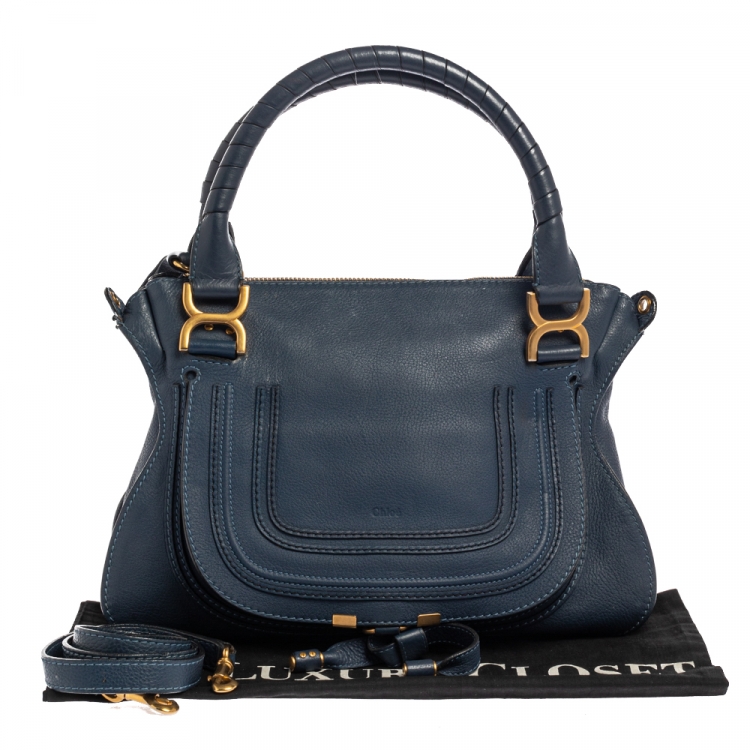 Pre Owned Chloe Blue Leather Medium Marcie Shoulder Bag