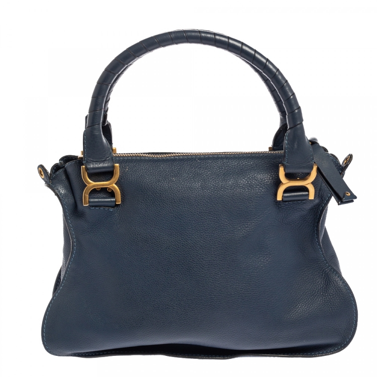 Pre Owned Chloe Blue Leather Medium Marcie Shoulder Bag