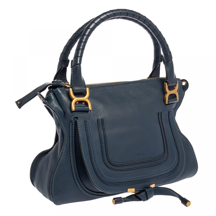 Pre Owned Chloe Blue Leather Medium Marcie Shoulder Bag