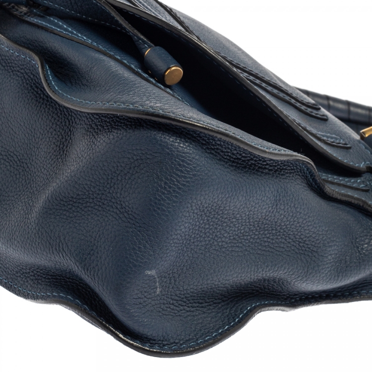 Pre Owned Chloe Blue Leather Medium Marcie Shoulder Bag