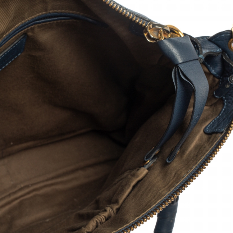 Pre Owned Chloe Blue Leather Medium Marcie Shoulder Bag