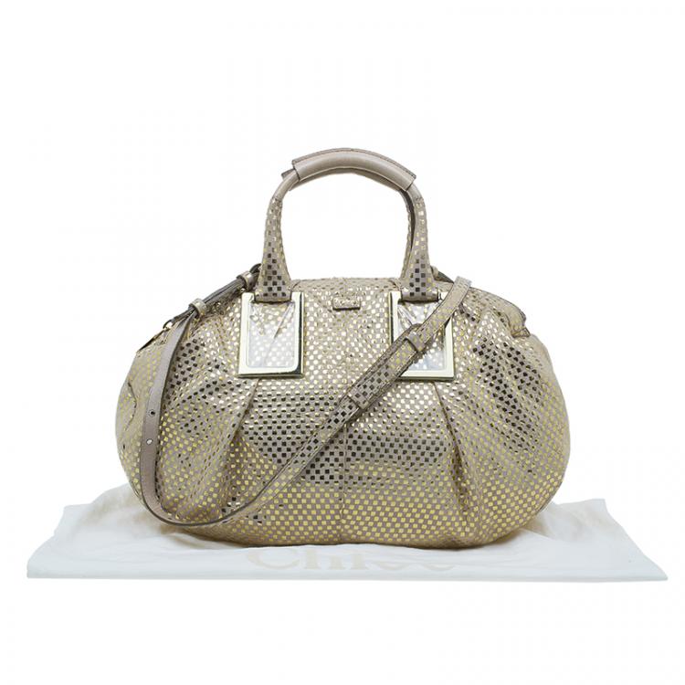 Pre Owned Chloe Metallic Gold Leather Ethel Satchel