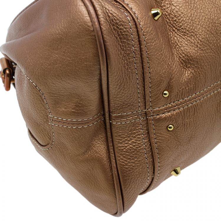 Pre Owned Chloe Bronze Leather Medium Paddington Satchel Bag