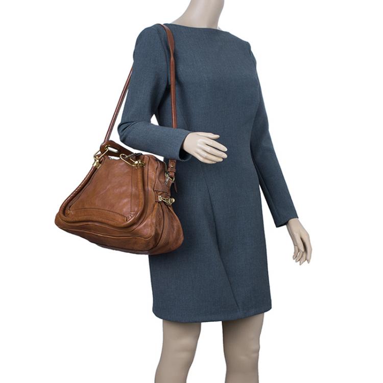 Pre Owned Chloe Brown Leather Medium Paraty Handbag