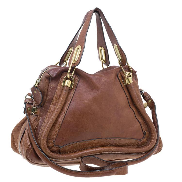 Pre Owned Chloe Brown Leather Medium Paraty Handbag