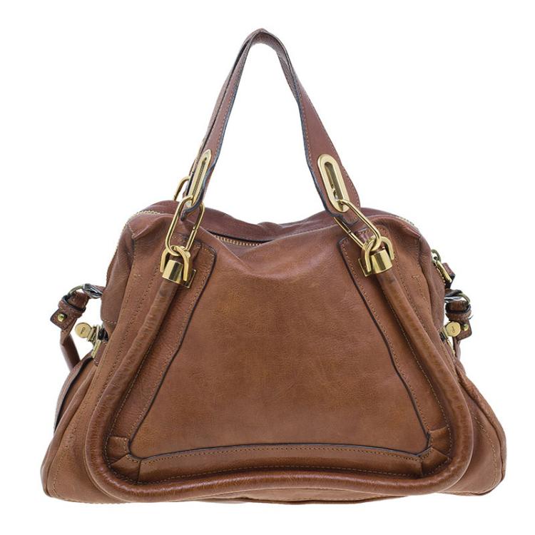 Pre Owned Chloe Brown Leather Medium Paraty Handbag