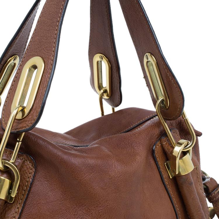 Pre Owned Chloe Brown Leather Medium Paraty Handbag