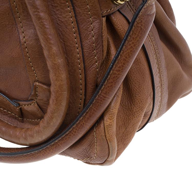 Pre Owned Chloe Brown Leather Medium Paraty Handbag