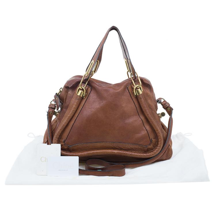 Pre Owned Chloe Brown Leather Medium Paraty Handbag