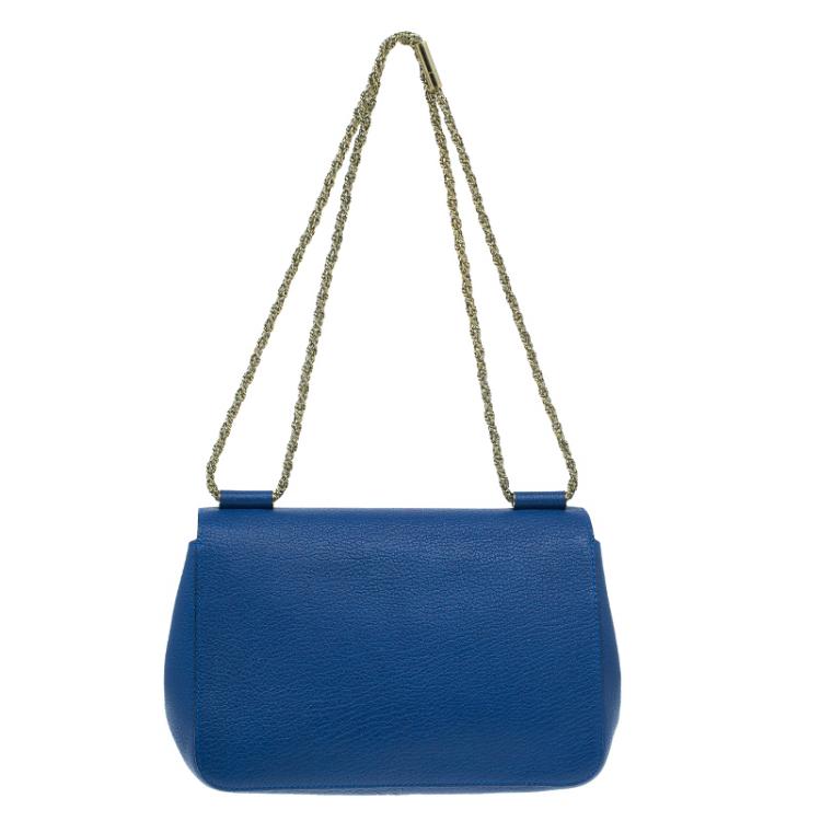 Pre Owned Chloe Blue Leather Large Elsie Shoulder Bag