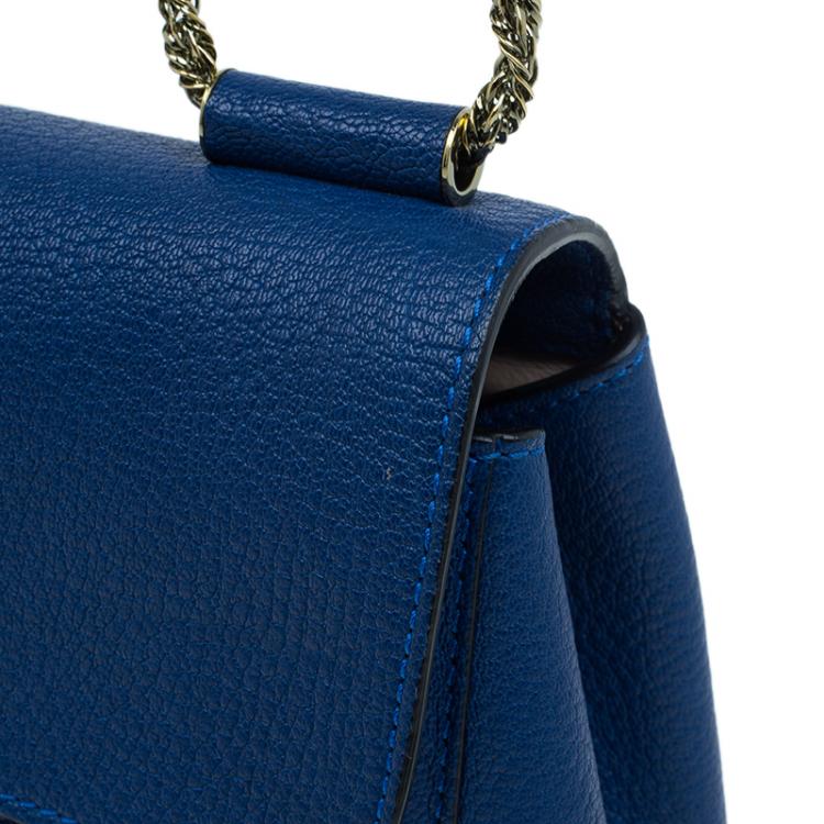 Pre Owned Chloe Blue Leather Large Elsie Shoulder Bag