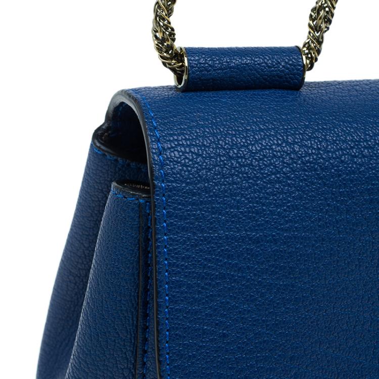 Pre Owned Chloe Blue Leather Large Elsie Shoulder Bag