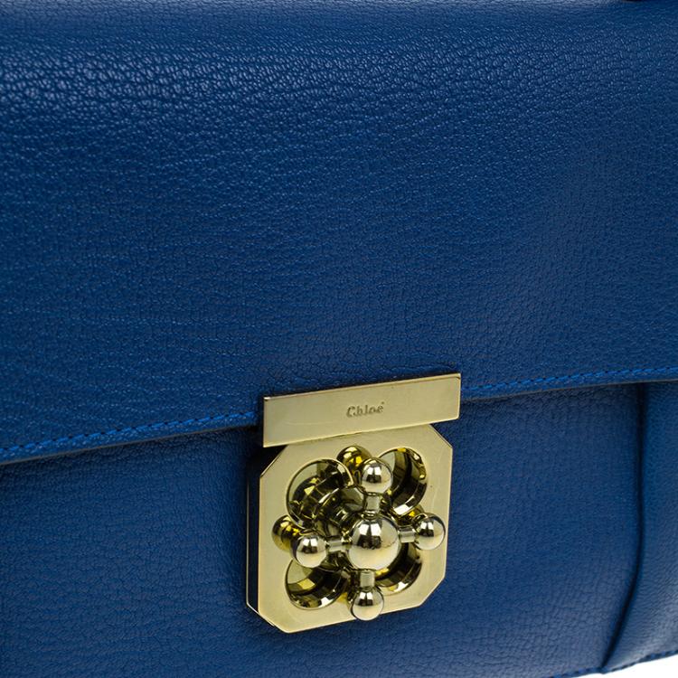 Pre Owned Chloe Blue Leather Large Elsie Shoulder Bag